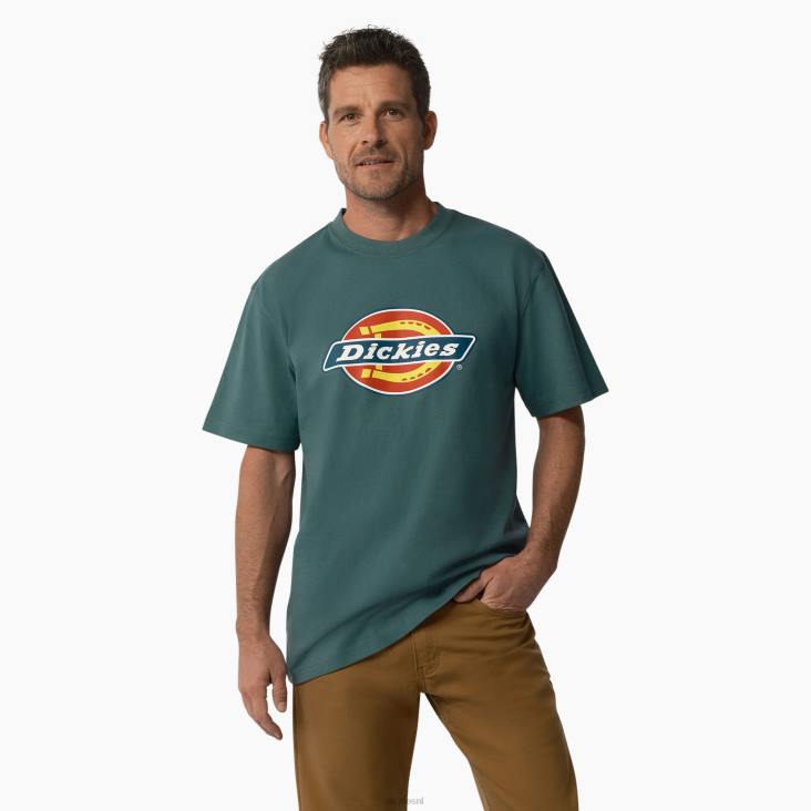 Heren Dickies T-shirt met driekleurig logo en korte mouwen lincoln groen (ln) kleding 6F0X713