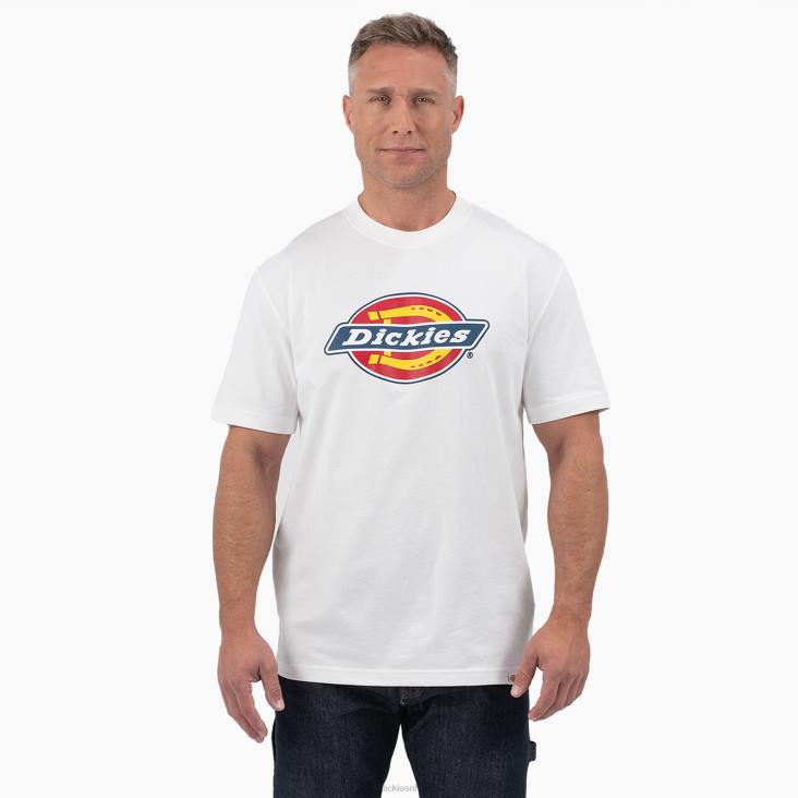 Heren Dickies T-shirt met driekleurig logo en korte mouwen wit (wh) kleding 6F0X714