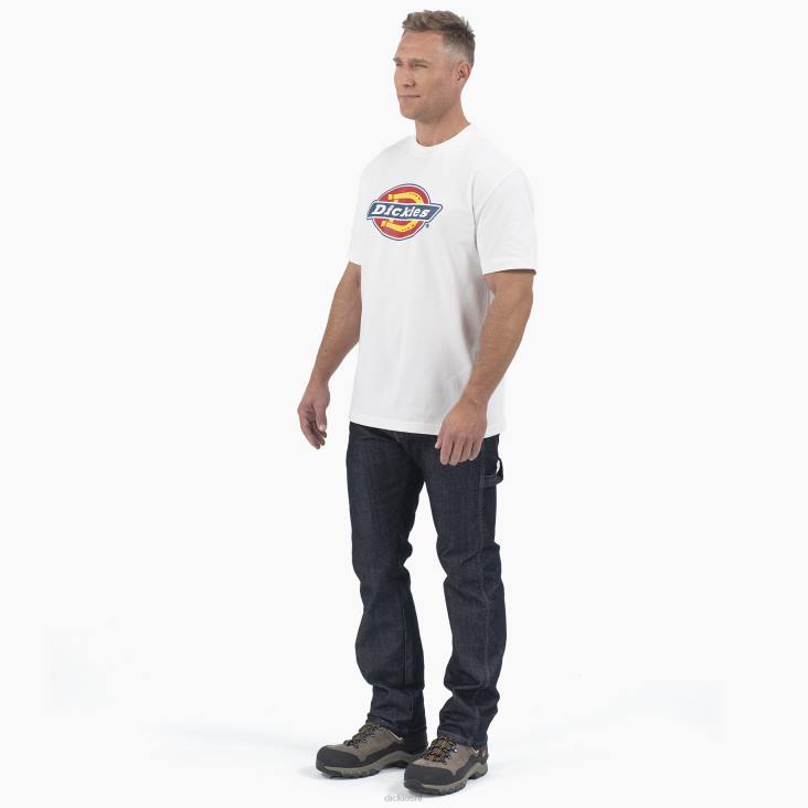 Heren Dickies T-shirt met driekleurig logo en korte mouwen wit (wh) kleding 6F0X714