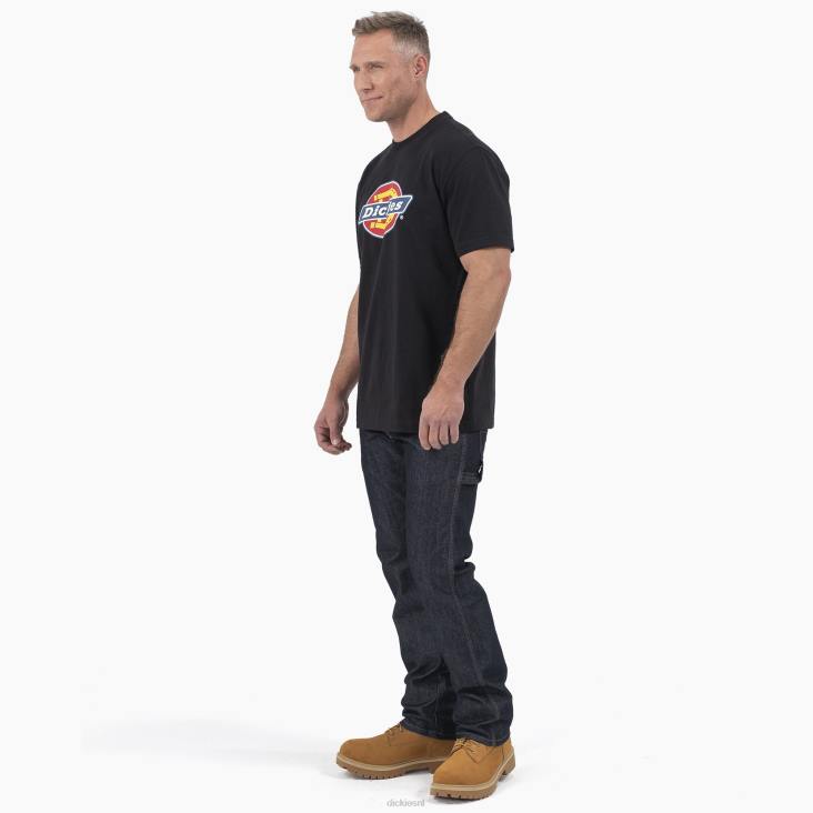 Heren Dickies T-shirt met driekleurig logo en korte mouwen zwart (kbk) kleding 6F0X712