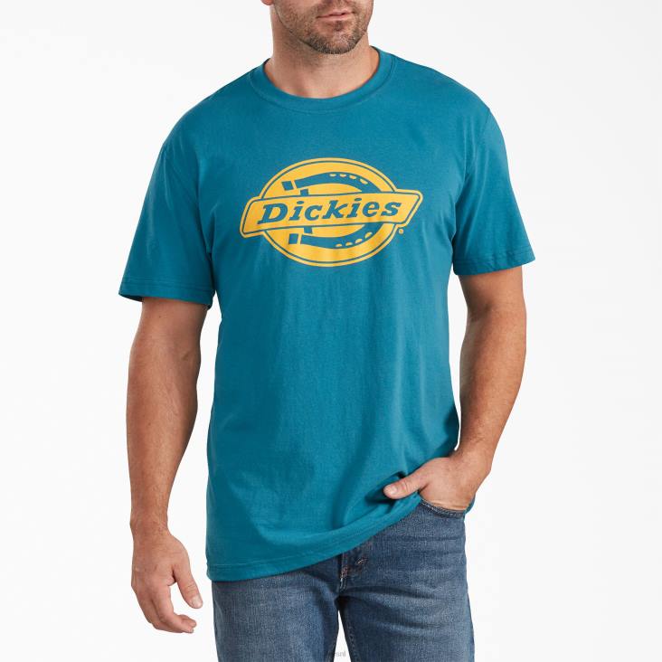 Heren Dickies T-shirt met korte mouwen en een relaxte pasvorm groenblauw (tl) kleding 6F0X846