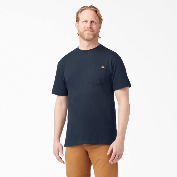 Heren Dickies T-shirt met korte mouwen en lichtgewicht zak donker marineblauw (dn) kleding 6F0X575