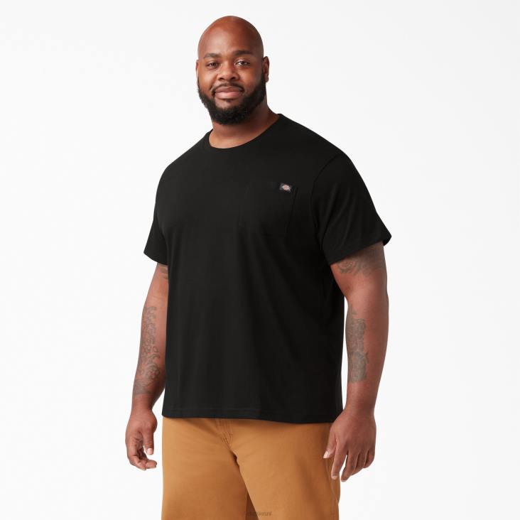 Heren Dickies T-shirt met korte mouwen en lichtgewicht zak zwart (bk) kleding 6F0X573
