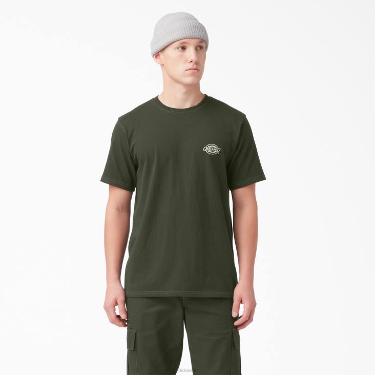 Heren Dickies T-shirt met logo op de achterkant olijfgroen (og) kleding 6F0X750