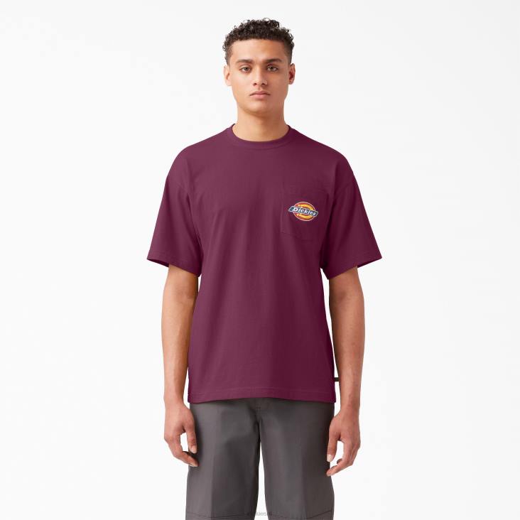 Heren Dickies T-shirt met logozak op de borst druivenwijn (gw9) kleding 6F0X894