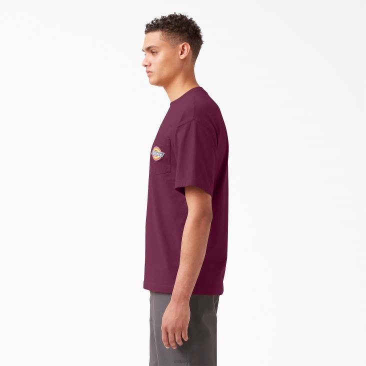 Heren Dickies T-shirt met logozak op de borst druivenwijn (gw9) kleding 6F0X894