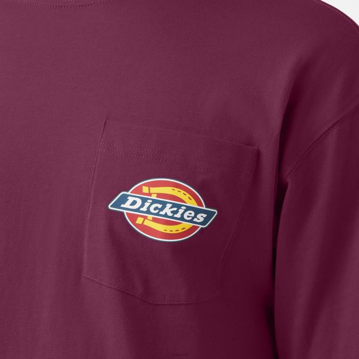 Heren Dickies T-shirt met logozak op de borst druivenwijn (gw9) kleding 6F0X894