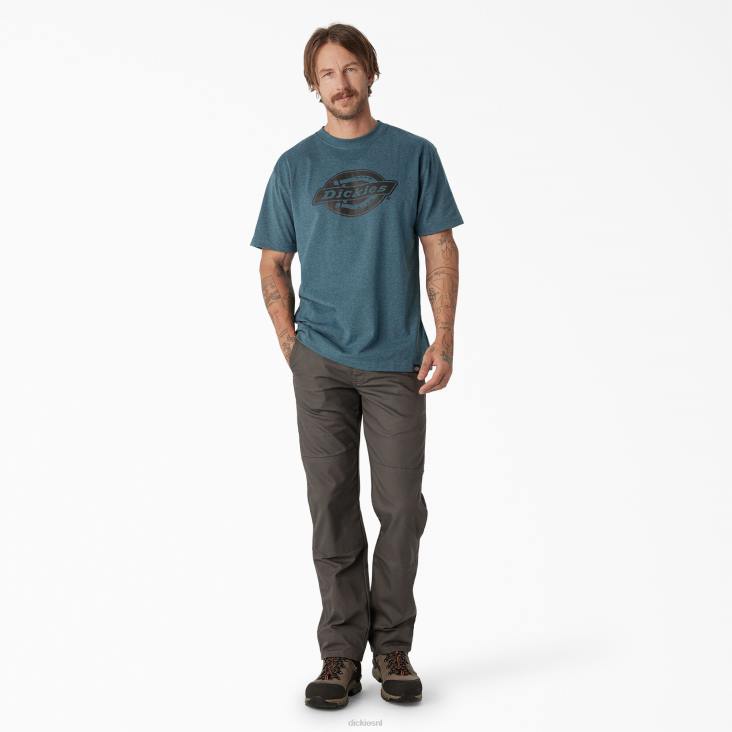 Heren Dickies T-shirt met zwaargewicht logo en korte mouwen baltisch blauw (knop) kleding 6F0X737