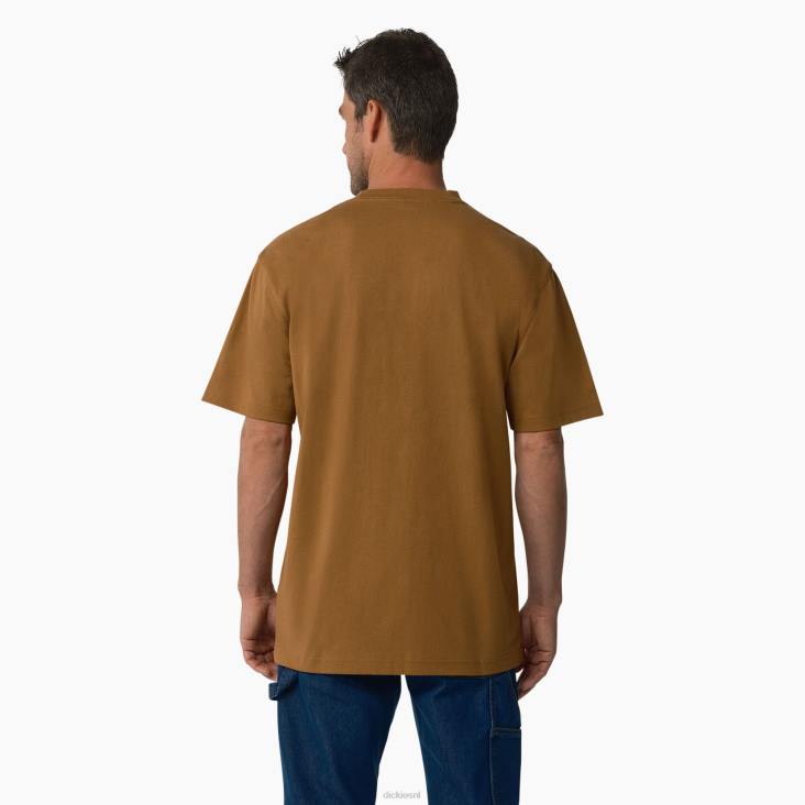 Heren Dickies T-shirt met zwaargewicht logo en korte mouwen bruine eend (bd) kleding 6F0X736