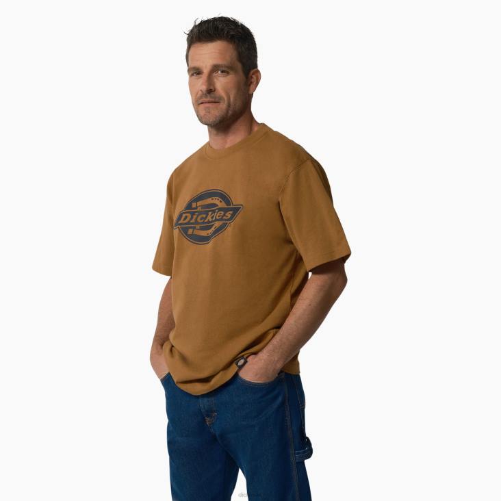 Heren Dickies T-shirt met zwaargewicht logo en korte mouwen bruine eend (bd) kleding 6F0X736