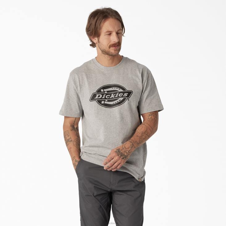 Heren Dickies T-shirt met zwaargewicht logo en korte mouwen grijs gespikkeld (hg) kleding 6F0X738