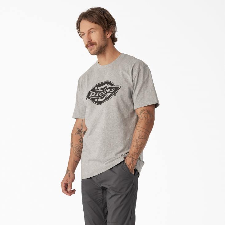 Heren Dickies T-shirt met zwaargewicht logo en korte mouwen grijs gespikkeld (hg) kleding 6F0X738