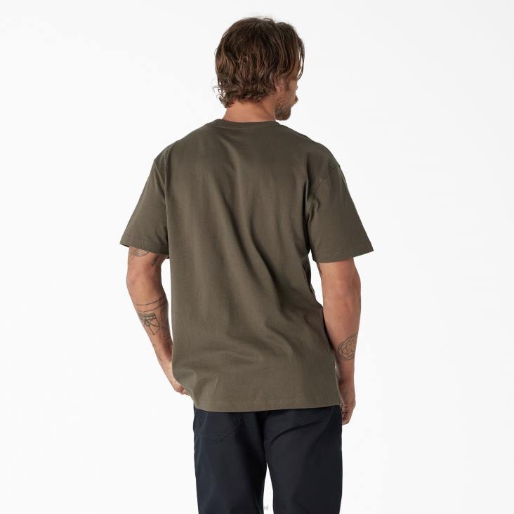 Heren Dickies T-shirt met zwaargewicht logo en korte mouwen mosgroen (ms) kleding 6F0X740