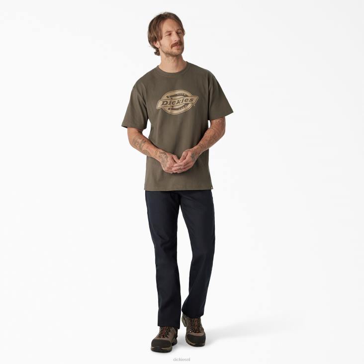 Heren Dickies T-shirt met zwaargewicht logo en korte mouwen mosgroen (ms) kleding 6F0X740