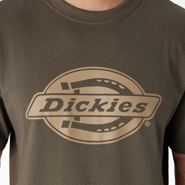 Heren Dickies T-shirt met zwaargewicht logo en korte mouwen mosgroen (ms) kleding 6F0X740