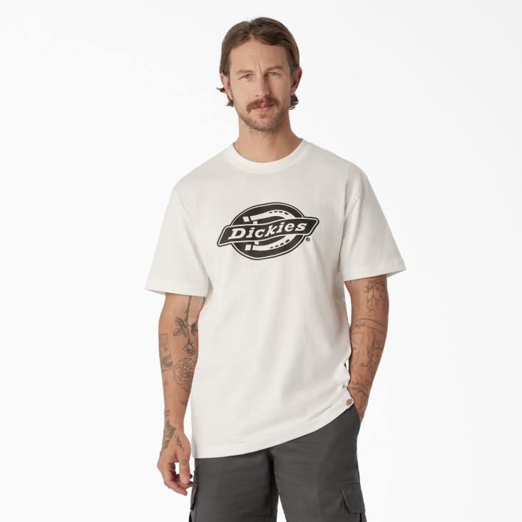 Heren Dickies T-shirt met zwaargewicht logo en korte mouwen wit (wh) kleding 6F0X741
