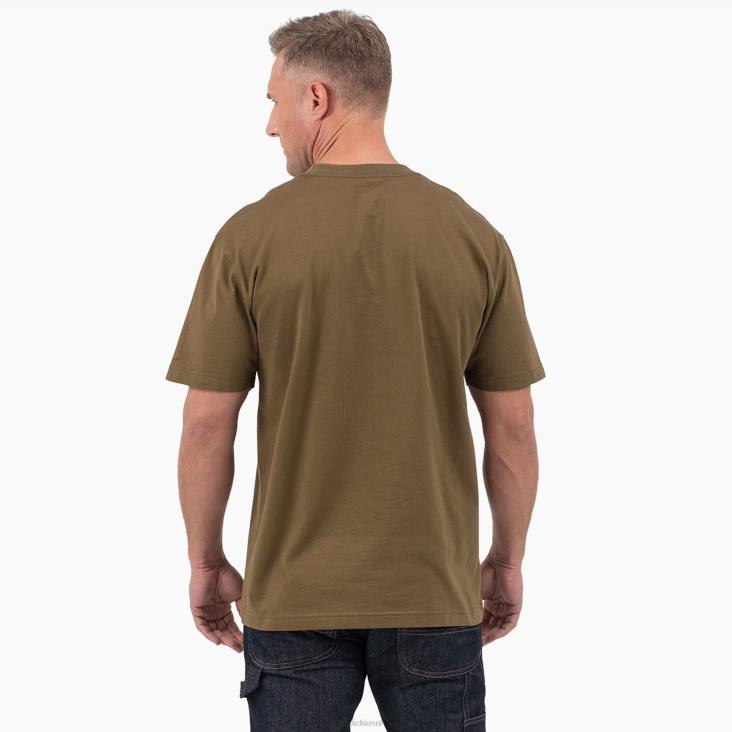Heren Dickies grafisch T-shirt met korte mouwen en woordmerk donker olijfgroen (dv9) kleding 6F0X812