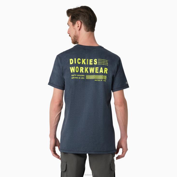 Heren Dickies grafisch t-shirt met koelprestaties donker marine heide (dnh) kleding 6F0X901