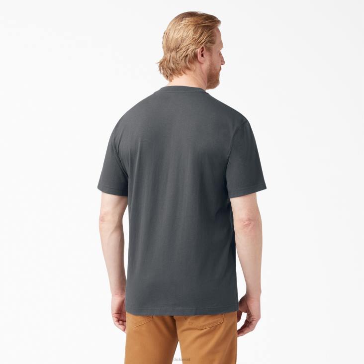 Heren Dickies henley t-shirt met korte mouwen van zware kwaliteit antracietgrijs (ch) kleding 6F0X636