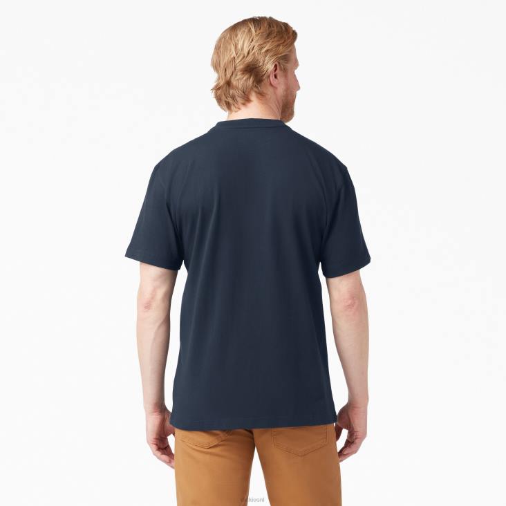 Heren Dickies henley t-shirt met korte mouwen van zware kwaliteit donker marineblauw (dn) kleding 6F0X637