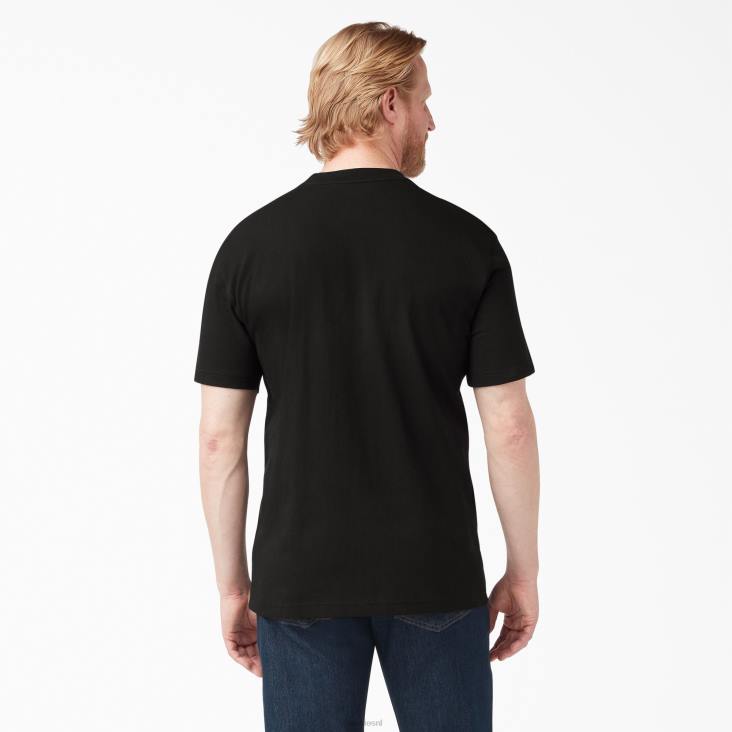 Heren Dickies henley t-shirt met korte mouwen van zware kwaliteit zwart (bk) kleding 6F0X635
