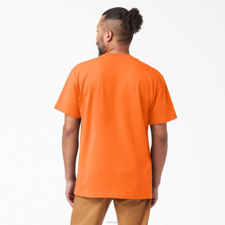 Heren Dickies neon zwaargewicht T-shirt met korte mouwen fel oranje (bod) kleding 6F0X570