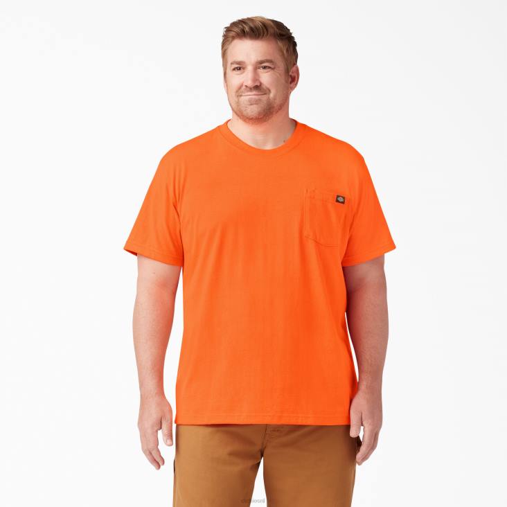 Heren Dickies neon zwaargewicht T-shirt met korte mouwen fel oranje (bod) kleding 6F0X570