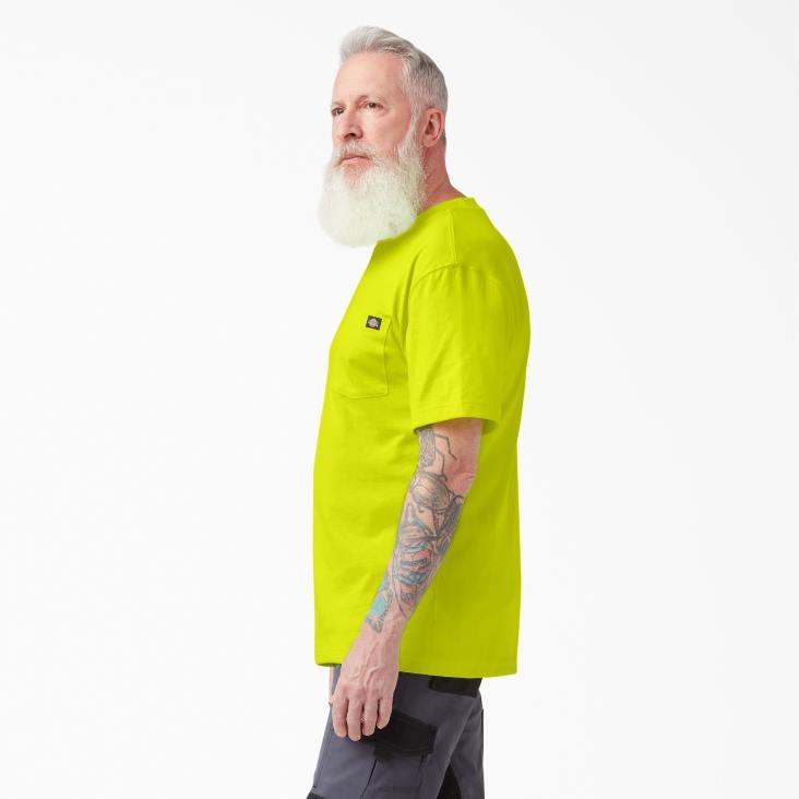 Heren Dickies neon zwaargewicht T-shirt met korte mouwen helder geel (bwd) kleding 6F0X571