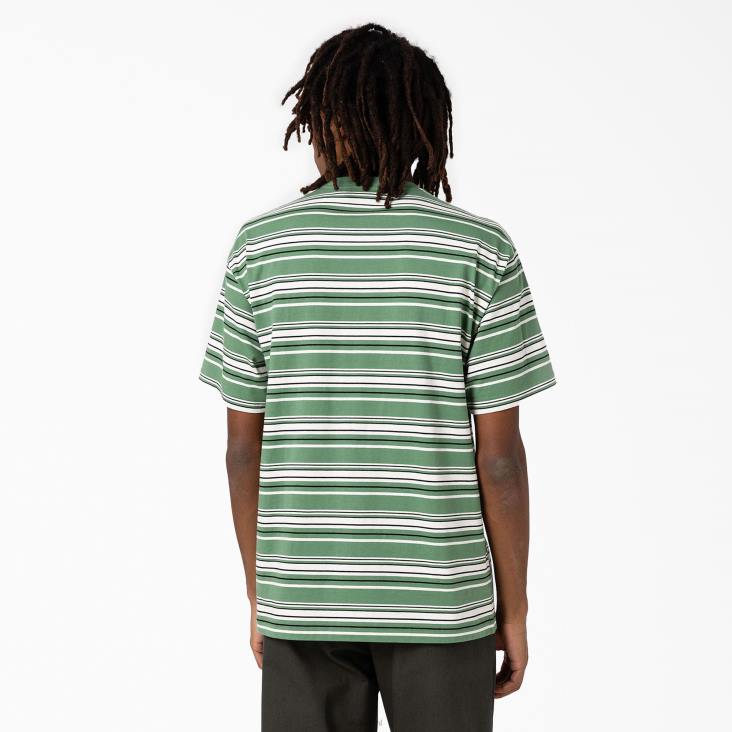 Heren Dickies relaxed fit gestreept T-shirt met zak donkere klimop bonte streep (dsv) kleding 6F0X745