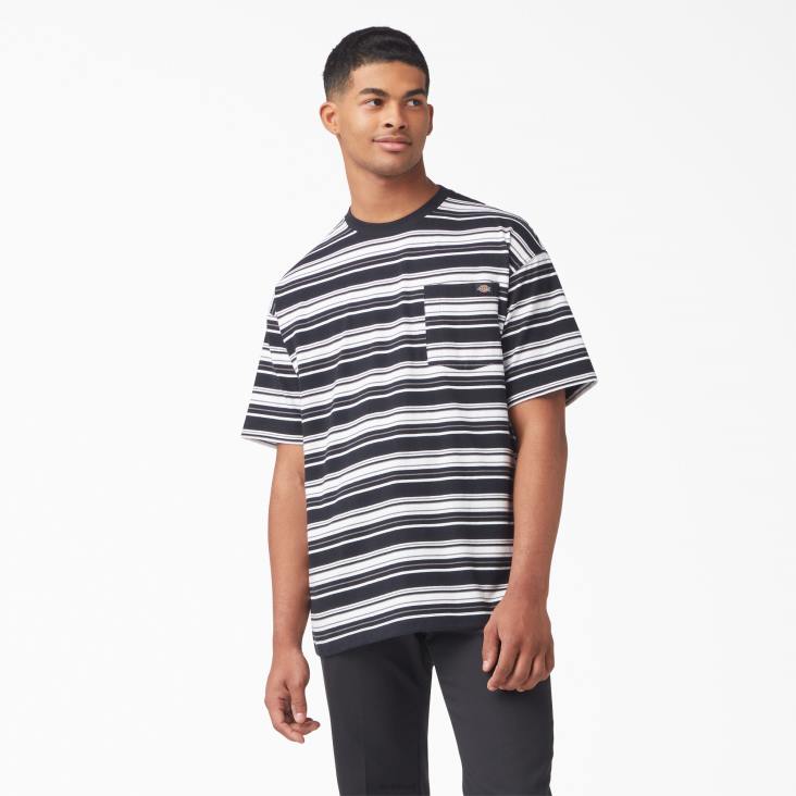 Heren Dickies relaxed fit gestreept T-shirt met zak zwartbonte streep (bsa) kleding 6F0X743