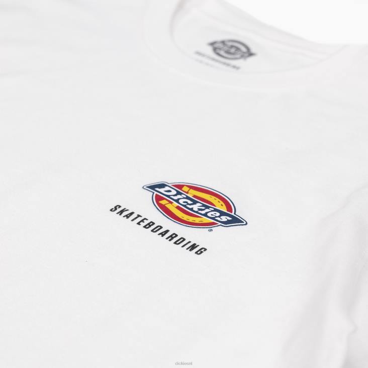 Heren Dickies skateboarden regular fit T-shirt met logo op de borst wit (wh) kleding 6F0X862