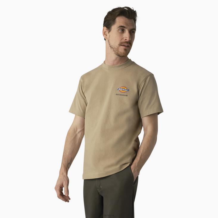 Heren Dickies skateboarden regular fit T-shirt met logo op de borst woestijnzand (ds) kleding 6F0X859