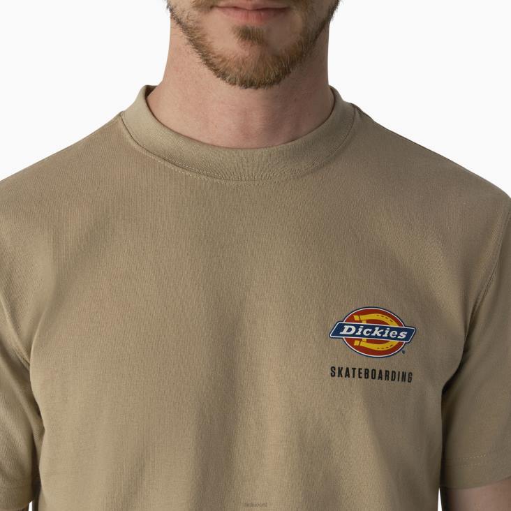 Heren Dickies skateboarden regular fit T-shirt met logo op de borst woestijnzand (ds) kleding 6F0X859