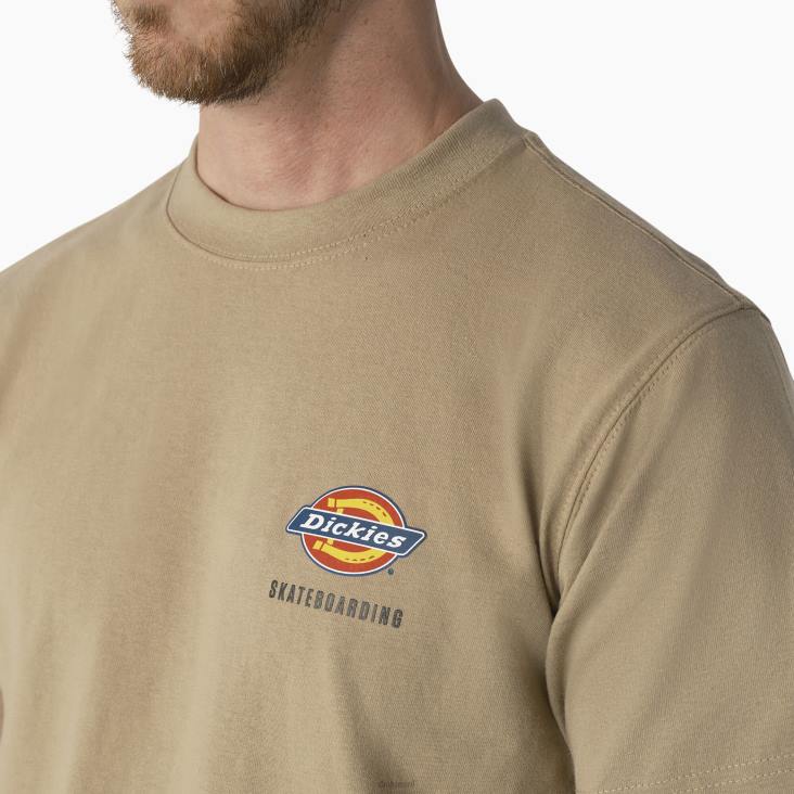 Heren Dickies skateboarden regular fit T-shirt met logo op de borst woestijnzand (ds) kleding 6F0X859