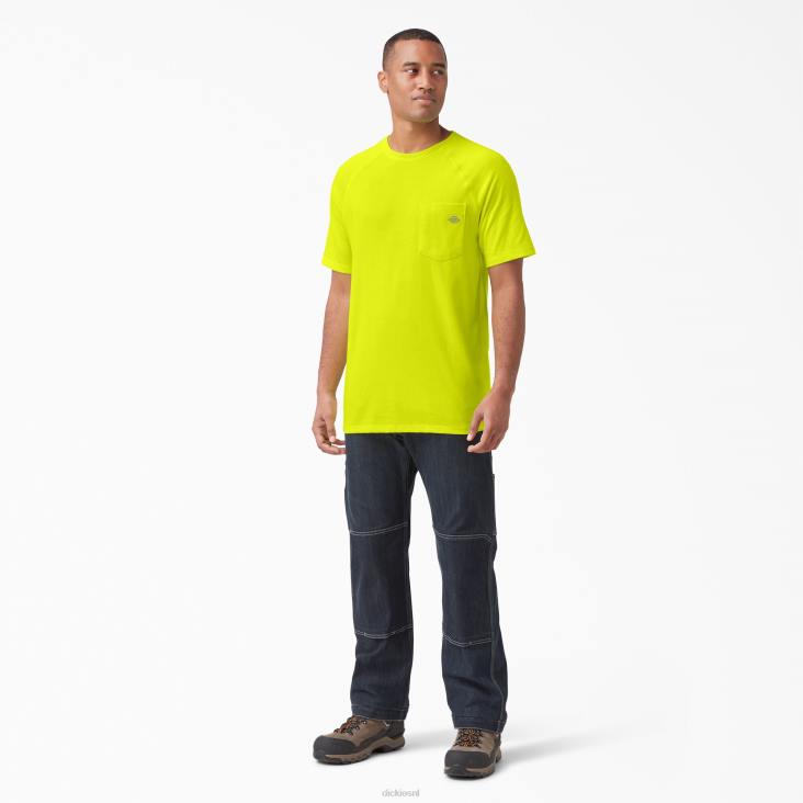 Heren Dickies verkoelend T-shirt met korte mouwen helder geel (bwd) kleding 6F0X538
