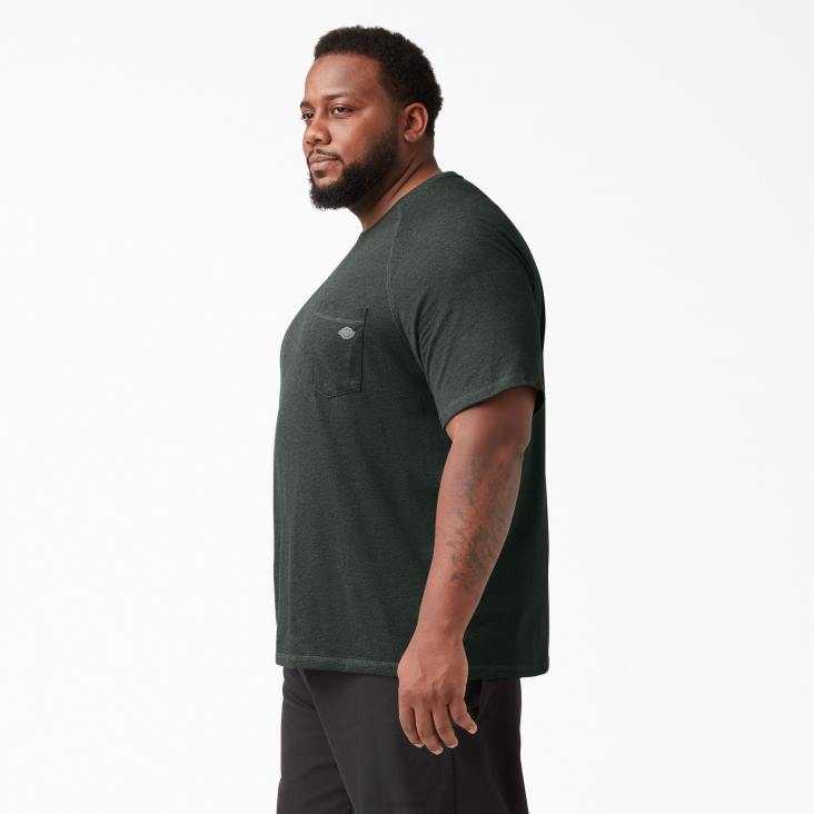 Heren Dickies verkoelend T-shirt met korte mouwen jager groene heide (hnh) kleding 6F0X547