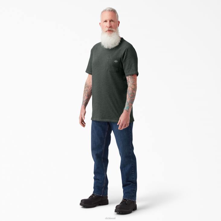 Heren Dickies verkoelend T-shirt met korte mouwen jager groene heide (hnh) kleding 6F0X547