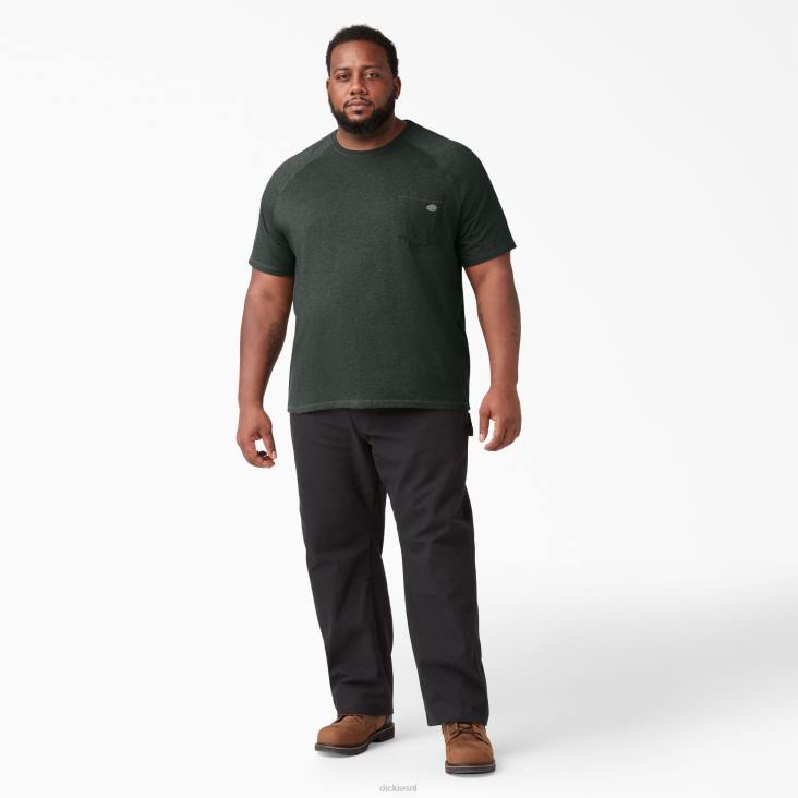 Heren Dickies verkoelend T-shirt met korte mouwen jager groene heide (hnh) kleding 6F0X547