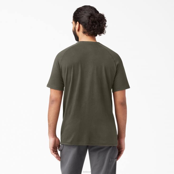 Heren Dickies verkoelend T-shirt met korte mouwen mosgroen (ms) kleding 6F0X550