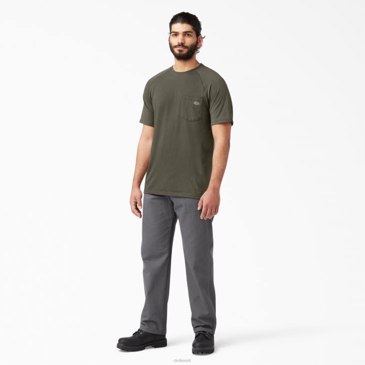 Heren Dickies verkoelend T-shirt met korte mouwen mosgroen (ms) kleding 6F0X550