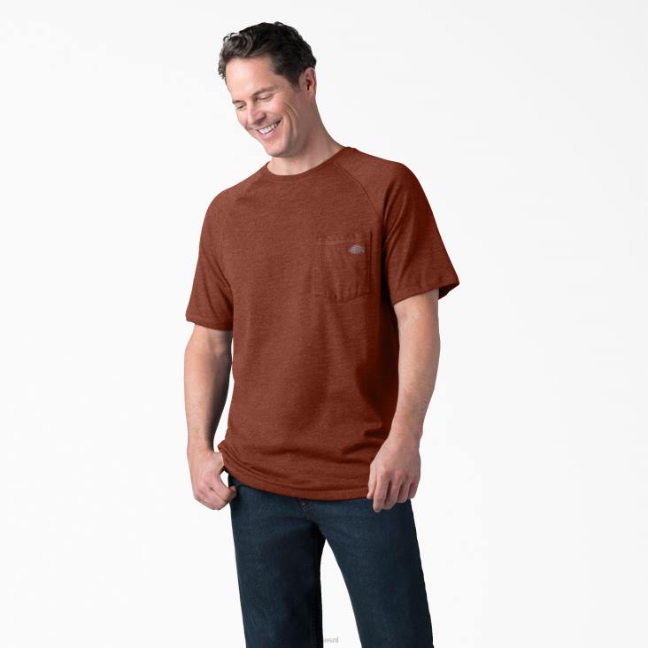 Heren Dickies verkoelend T-shirt met korte mouwen rode steenheide (roh) kleding 6F0X551