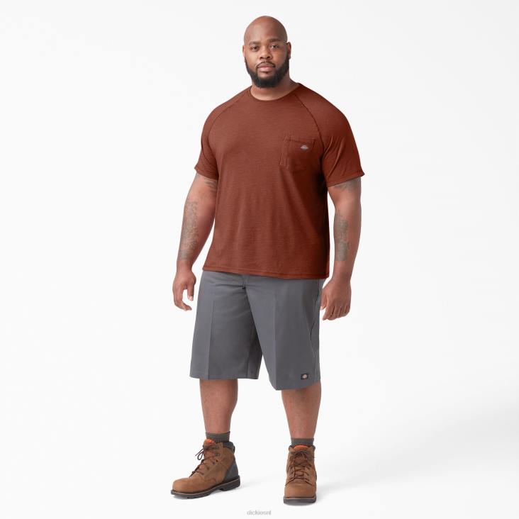 Heren Dickies verkoelend T-shirt met korte mouwen rode steenheide (roh) kleding 6F0X551