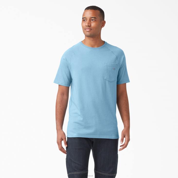 Heren Dickies verkoelend T-shirt met korte mouwen stoffig blauw (dl) kleding 6F0X542