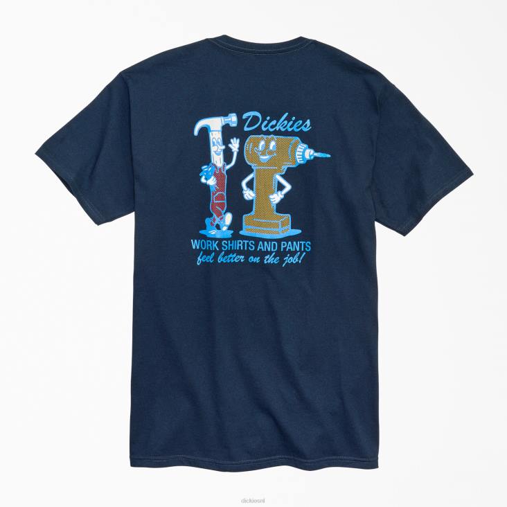 Heren Dickies voel me beter op het werk grafische t-shirt donker marineblauw (dn) kleding 6F0X858