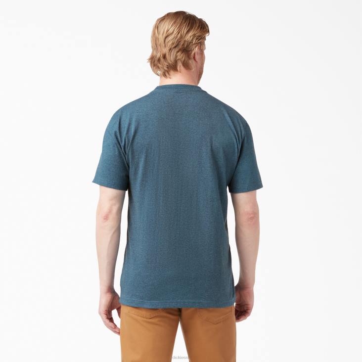 Heren Dickies zwaar gemêleerd T-shirt met korte mouwen baltisch blauw (knop) kleding 6F0X525