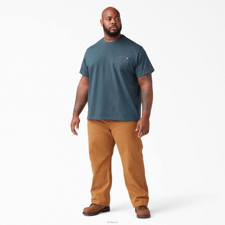 Heren Dickies zwaar gemêleerd T-shirt met korte mouwen baltisch blauw (knop) kleding 6F0X525