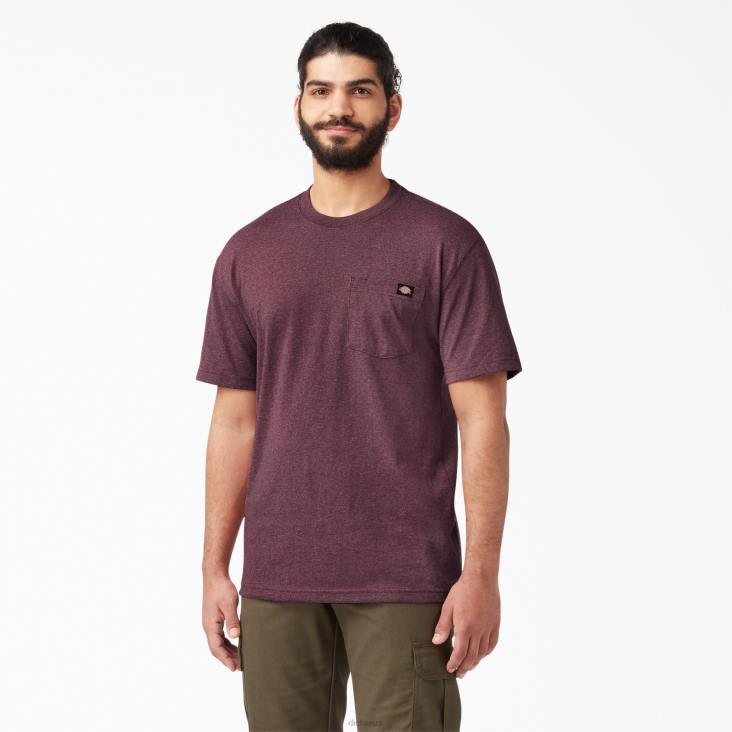Heren Dickies zwaar gemêleerd T-shirt met korte mouwen bordeaux (byd) kleding 6F0X526