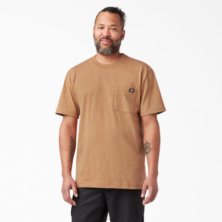 Heren Dickies zwaar gemêleerd T-shirt met korte mouwen bruine eendenheide (bdh) kleding 6F0X524