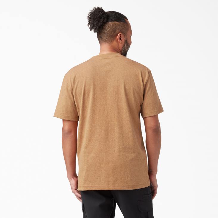 Heren Dickies zwaar gemêleerd T-shirt met korte mouwen bruine eendenheide (bdh) kleding 6F0X524