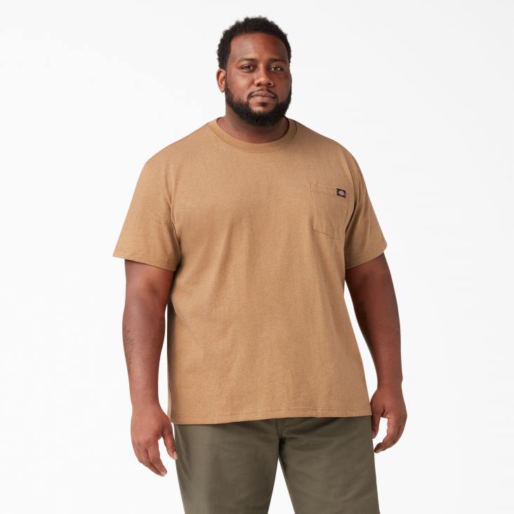 Heren Dickies zwaar gemêleerd T-shirt met korte mouwen bruine eendenheide (bdh) kleding 6F0X524